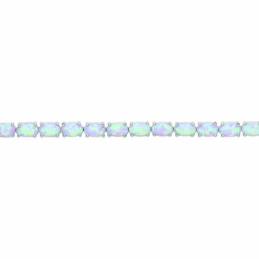 Silver  Oval Opal Line Tennis Bracelet 4mm - GVB417OP