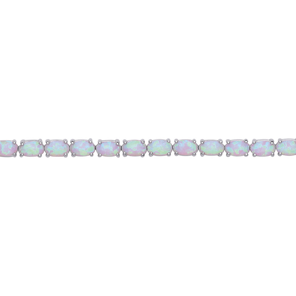 Silver  Oval Opal Line Tennis Bracelet 4mm - GVB417OP