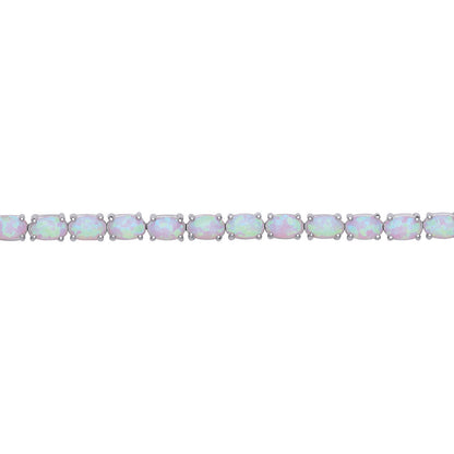 Silver  Oval Opal Line Tennis Bracelet 4mm - GVB417OP