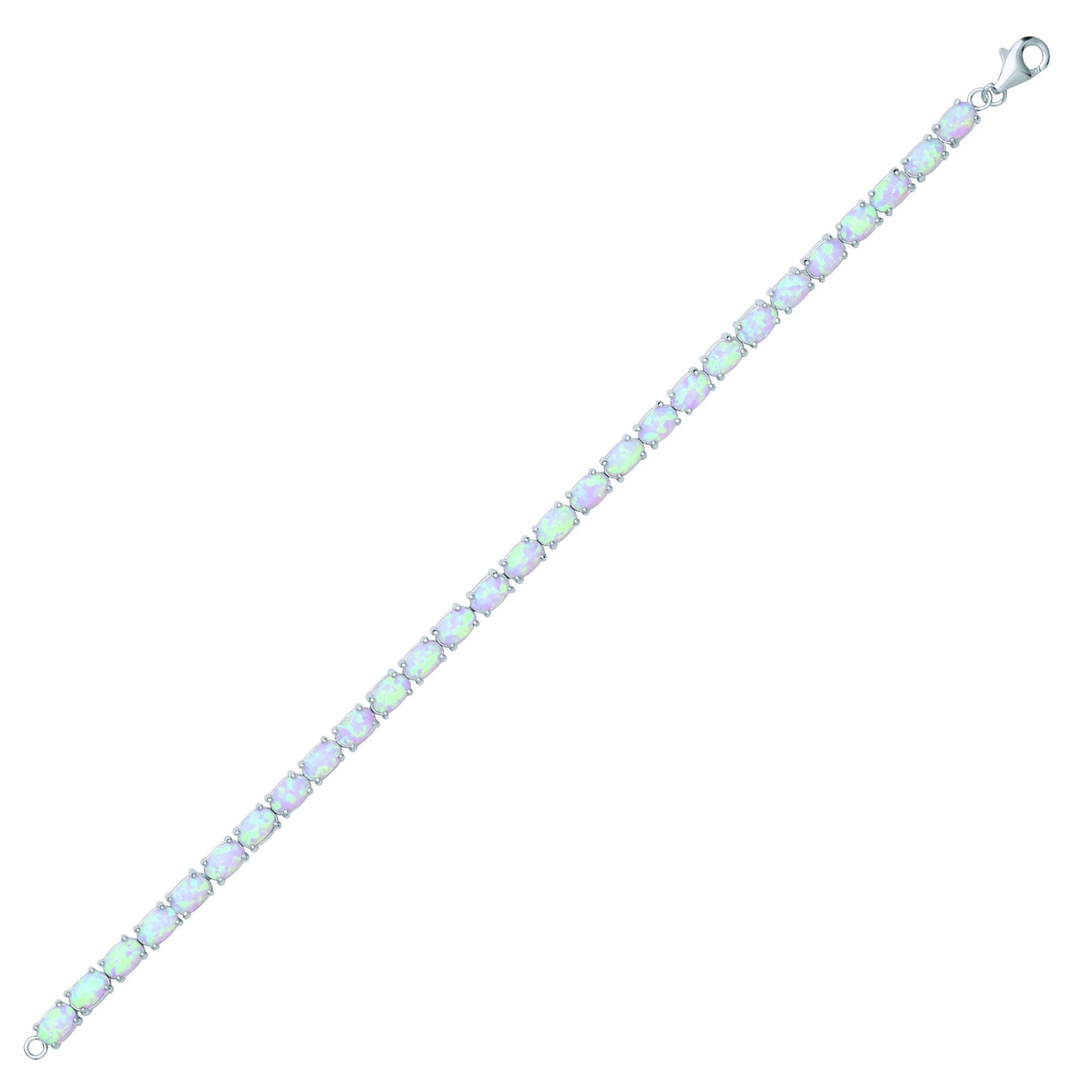 Silver  Oval Opal Line Tennis Bracelet 4mm - GVB417OP