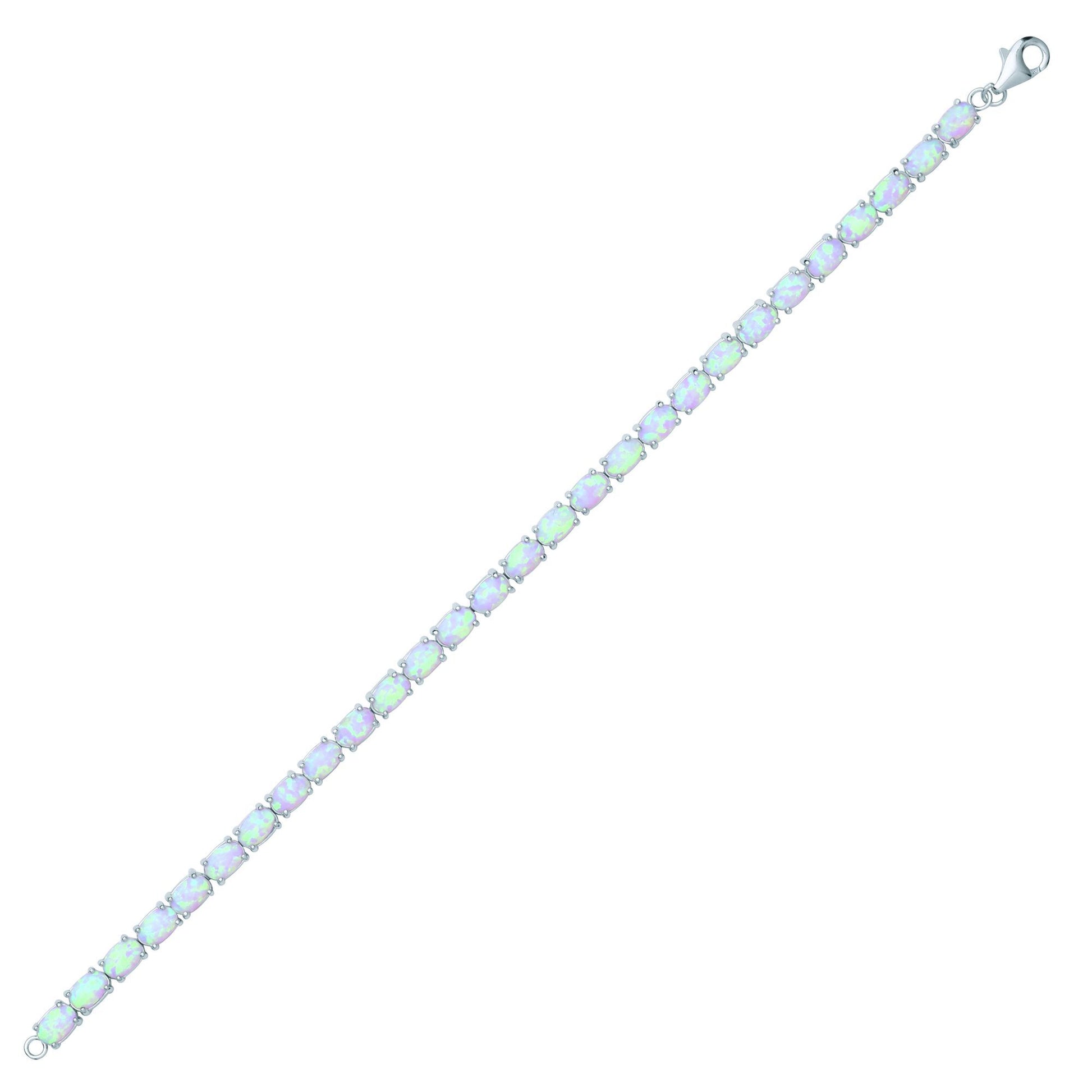 Silver  Oval Opal Line Tennis Bracelet 4mm - GVB417OP