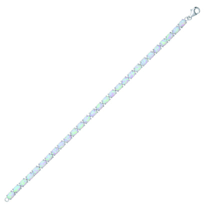 Silver  Oval Opal Line Tennis Bracelet 4mm - GVB417OP