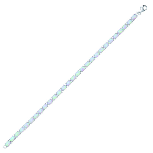 Silver  Oval Opal Line Tennis Bracelet 4mm - GVB417OP