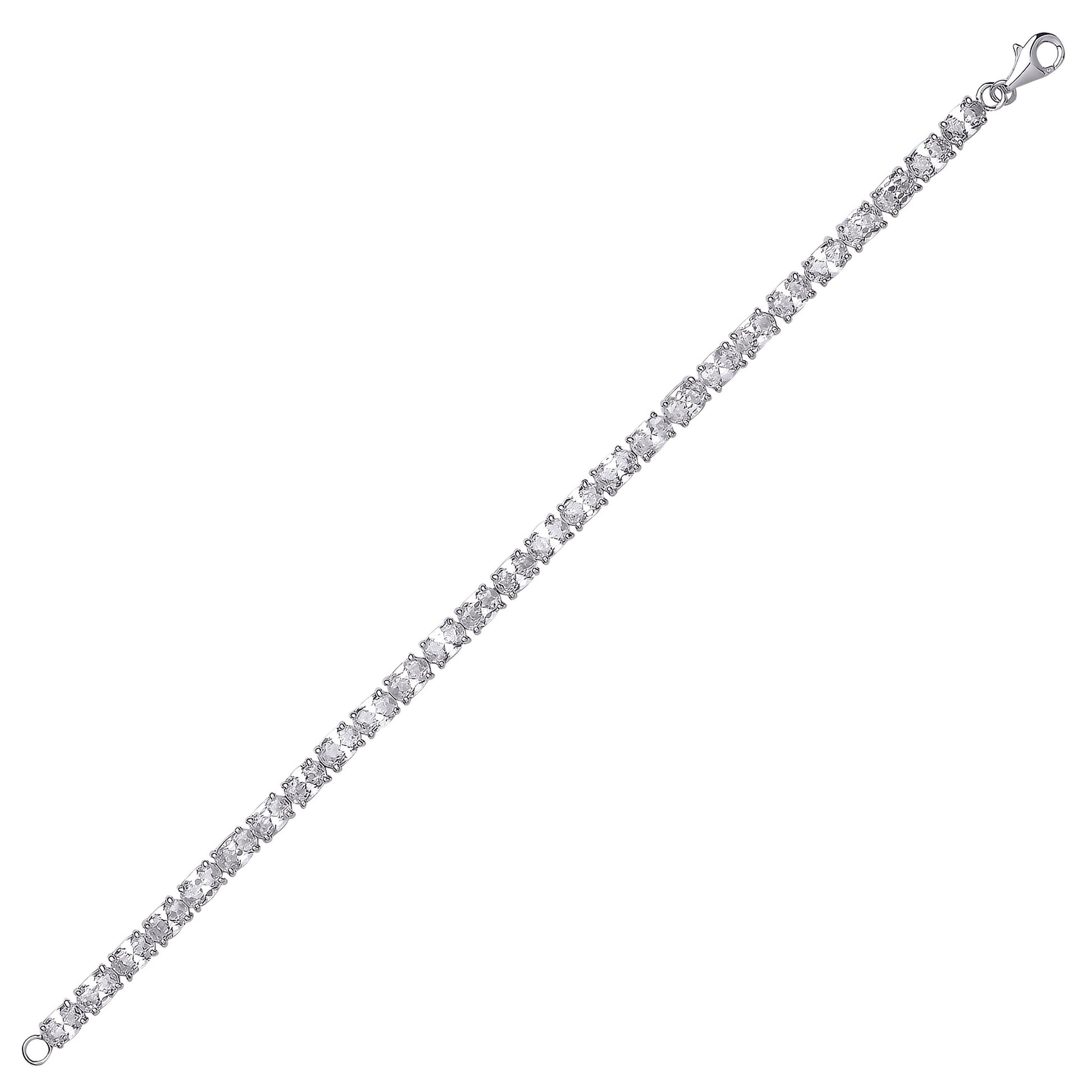 Silver  Oval CZ Line Tennis Bracelet 4mm - GVB417