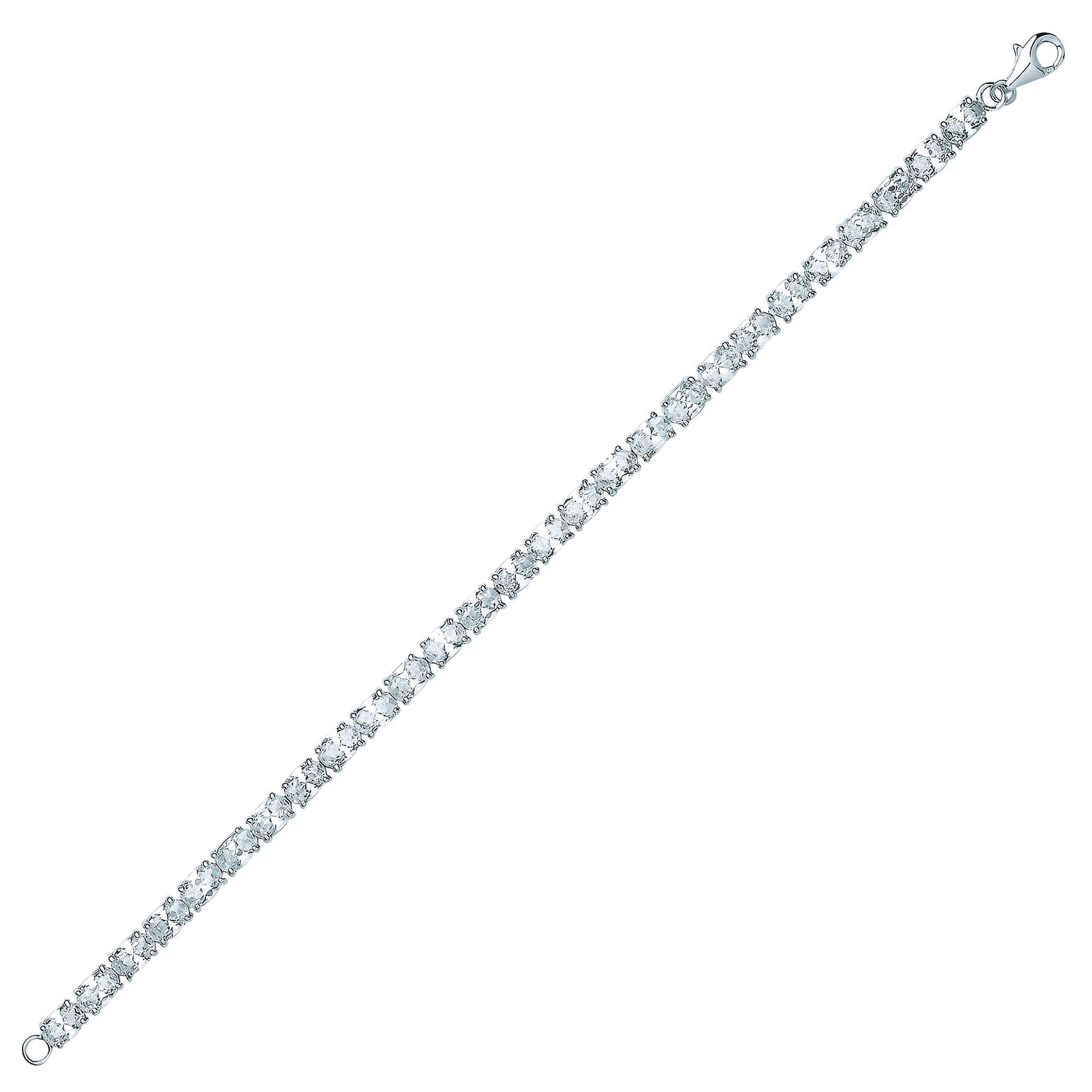 Silver  Oval CZ Line Tennis Bracelet 4mm - GVB417