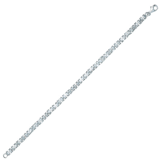 Silver  Oval CZ Line Tennis Bracelet 4mm - GVB417