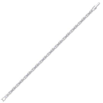 Silver  Baguette CZ Convex Eternity Tennis Bracelet 4mm 7 inch - GVB421