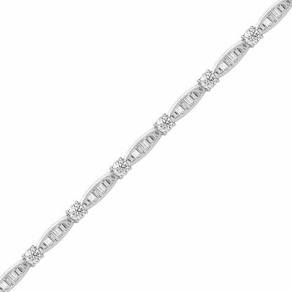 Silver  Baguette CZ Convex Eternity Tennis Bracelet 4mm 7 inch - GVB421