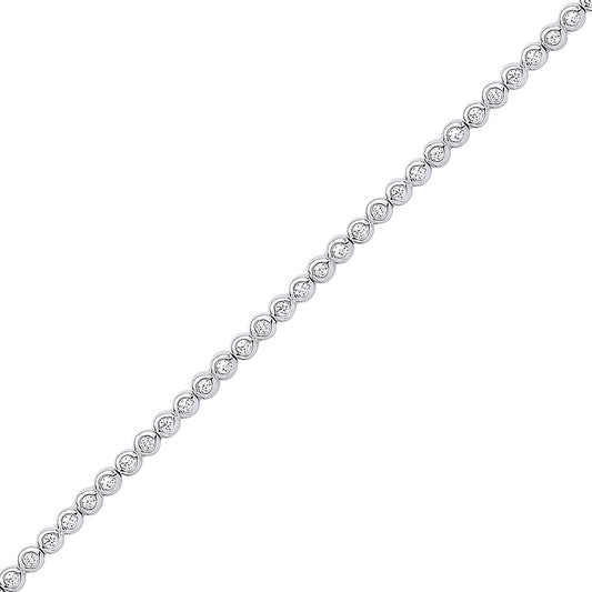 Girls Silver  CZ Bubbly Line Tennis Bracelet 2mm 7 inch - GVB424