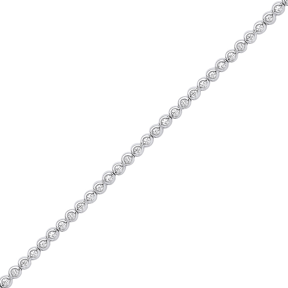 Girls Silver  CZ Bubbly Line Tennis Bracelet 2mm 7 inch - GVB424