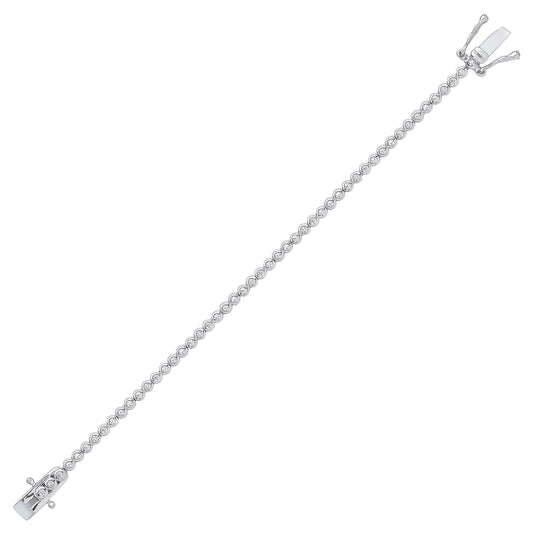 Girls Silver  CZ Bubbly Line Tennis Bracelet 2mm 7 inch - GVB424