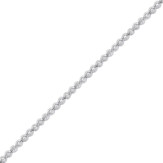 Girls Silver  CZ Bubbly Line Tennis Bracelet 2mm 7 inch - GVB424