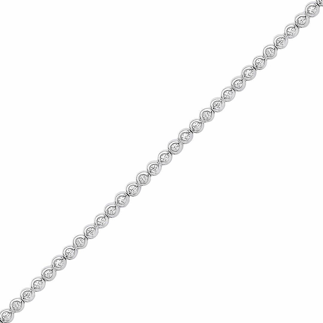 Girls Silver  CZ Bubbly Line Tennis Bracelet 2mm 7 inch - GVB424