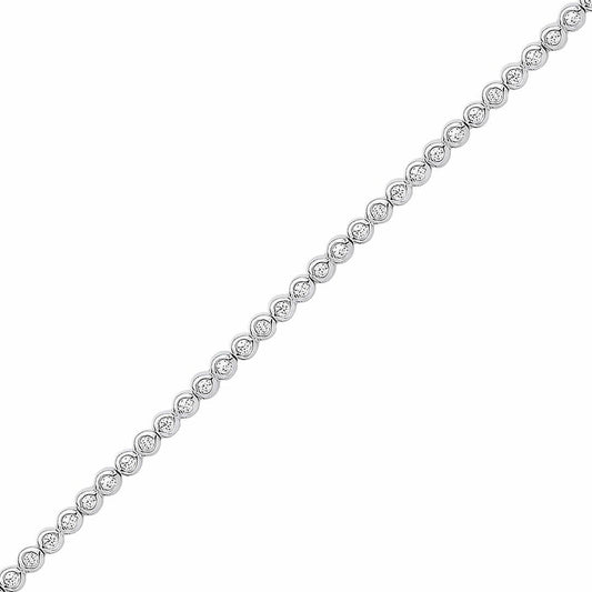 Girls Silver  CZ Bubbly Line Tennis Bracelet 2mm 7 inch - GVB424