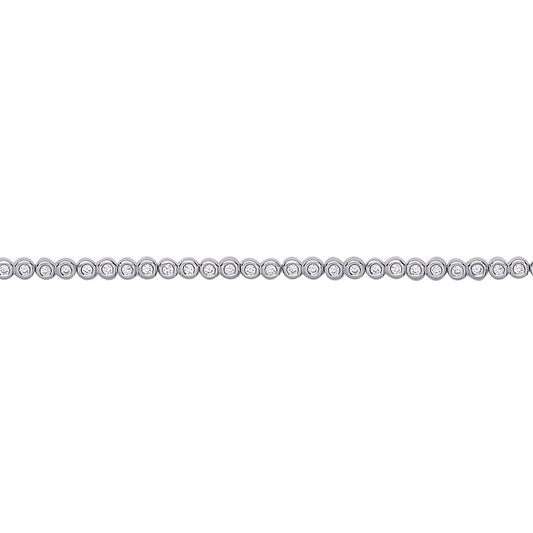 Girls Silver  CZ Bubbly Line Tennis Bracelet 3mm 6 inch - GVB425