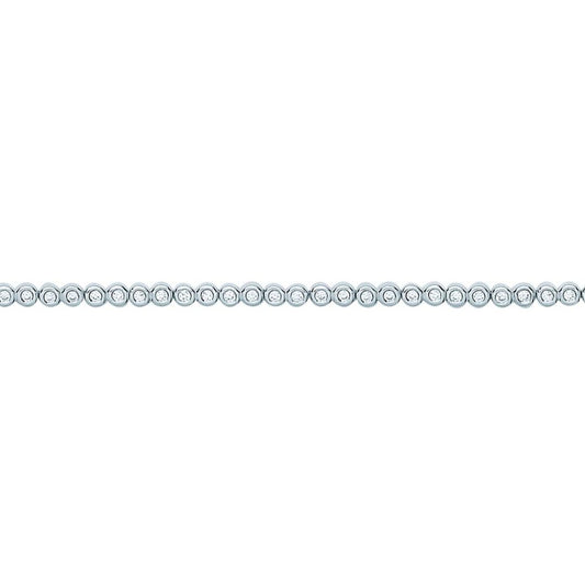 Girls Silver  CZ Bubbly Line Tennis Bracelet 3mm 6 inch - GVB425