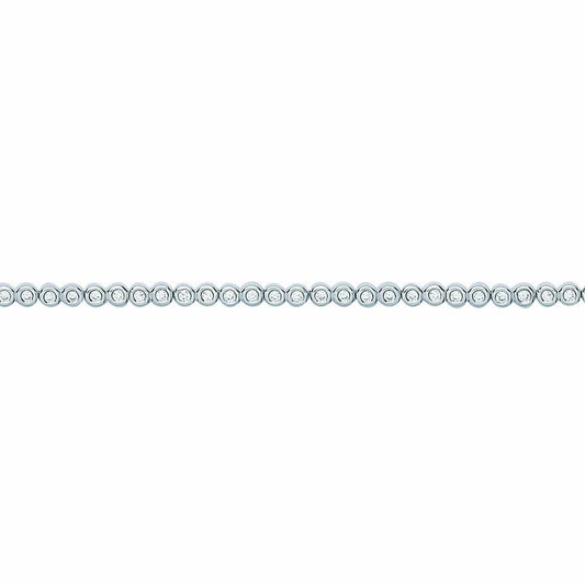 Girls Silver  CZ Bubbly Line Tennis Bracelet 3mm 6 inch - GVB425