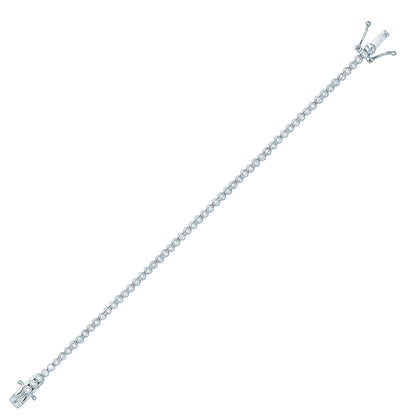 Girls Silver  CZ Bubbly Line Tennis Bracelet 3mm 6 inch - GVB425