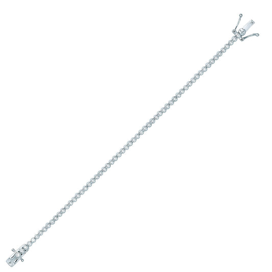 Girls Silver  CZ Bubbly Line Tennis Bracelet 3mm 6 inch - GVB425