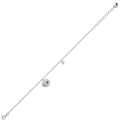 Silver  CZ Donut Swirl Charm Bracelet 6.5 inch - GVB426