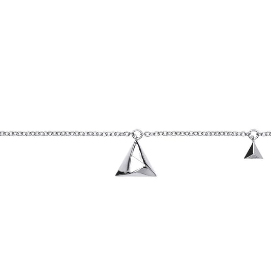 Silver Triangle Hamantaschen Charm Bracelet 6.5 inch - GVB427