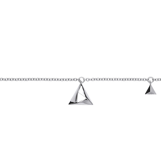 Silver  CZ Triangle Hamantaschen Charm Bracelet 6.5 inch - GVB428