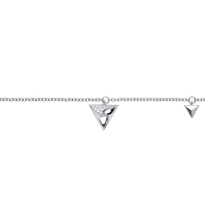 Silver  CZ Triangle Hamantaschen Charm Bracelet 6.5 inch - GVB428