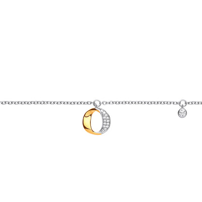 Gilded Silver  CZ O Halo Hoop Charm Bracelet 6.5 inch - GVB431