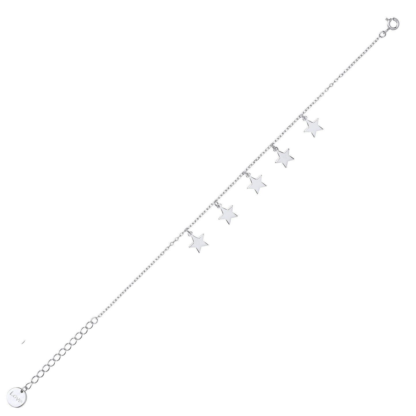 Silver  5 Star Meltzer Superstar Charm Bracelet 10mm 6.5 inch - GVB434