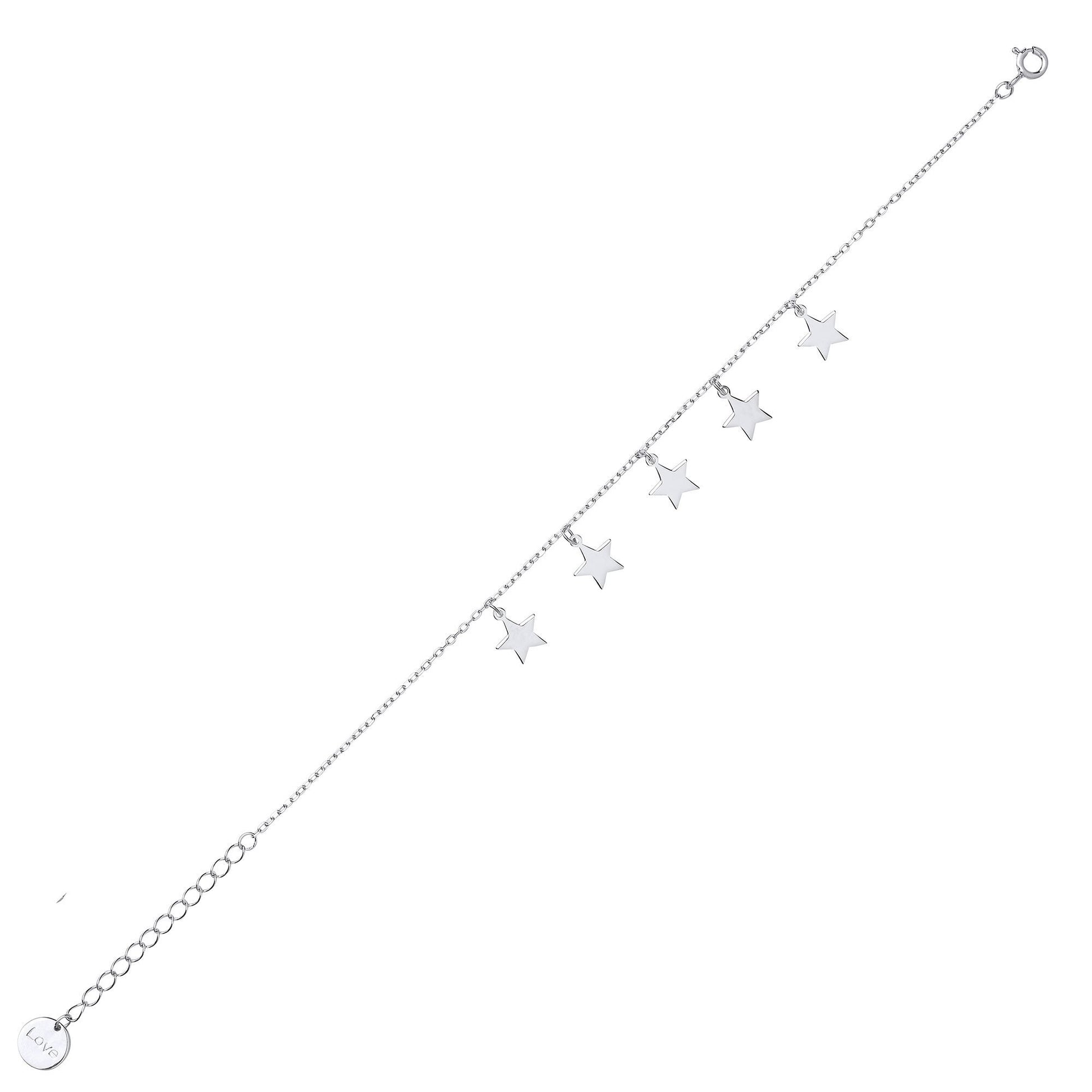 Silver  5 Star Meltzer Superstar Charm Bracelet 10mm 6.5 inch - GVB434