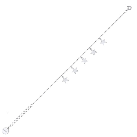 Silver  5 Star Meltzer Superstar Charm Bracelet 10mm 6.5 inch - GVB434