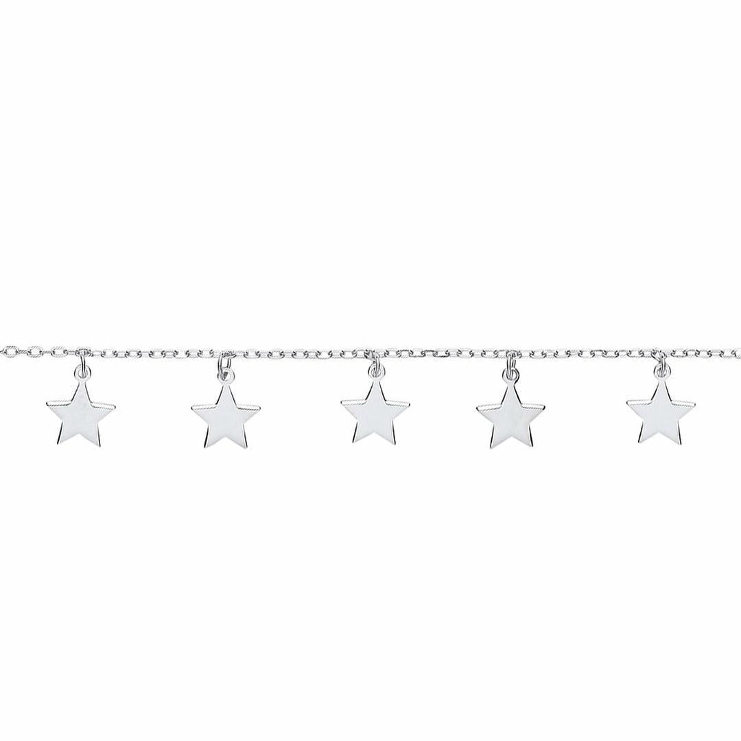Silver  5 Star Meltzer Superstar Charm Bracelet 10mm 6.5 inch - GVB434