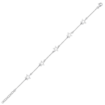 Silver  5 Star Meltzer Superstar Charm Bracelet 8mm - GVB439