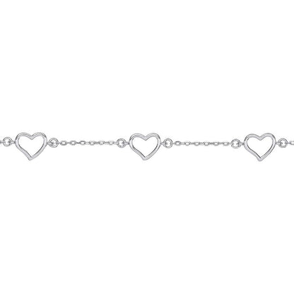 Silver  Triple Open Love Heart Charm Bracelet 7mm - GVB441