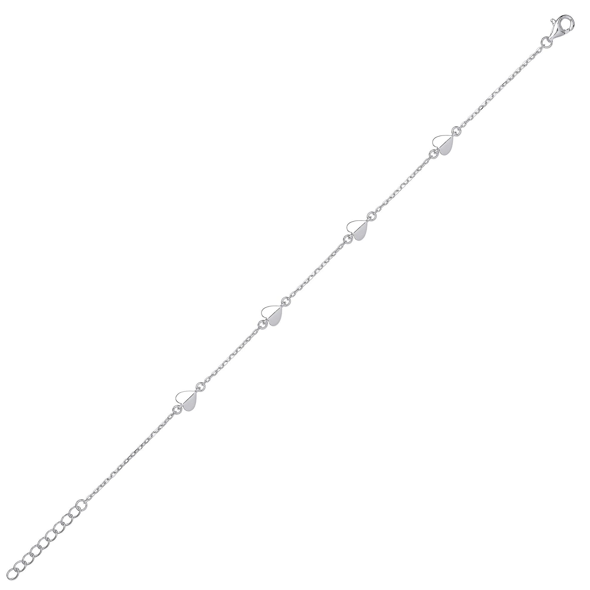 Silver  Love Heart Per Inch Charm Bracelet 5mm - GVB442
