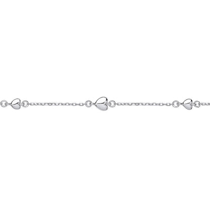 Silver  Love Heart Per Inch Charm Bracelet 5mm 6.5 inch - GVB445
