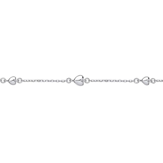 Silver  Love Heart Per Inch Charm Bracelet 5mm 6.5 inch - GVB445