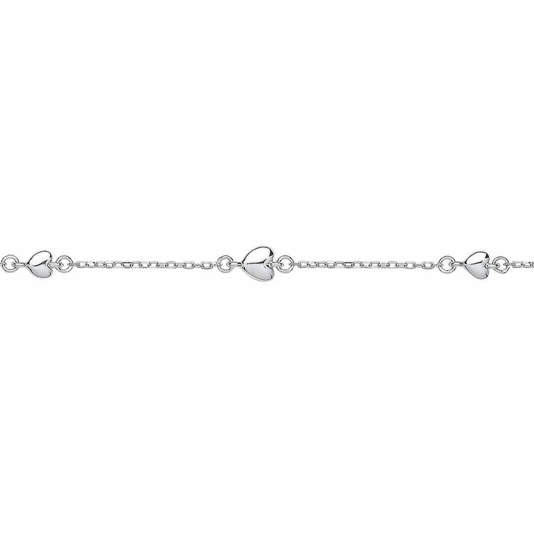 Silver  Love Heart Per Inch Charm Bracelet 5mm 6.5 inch - GVB445
