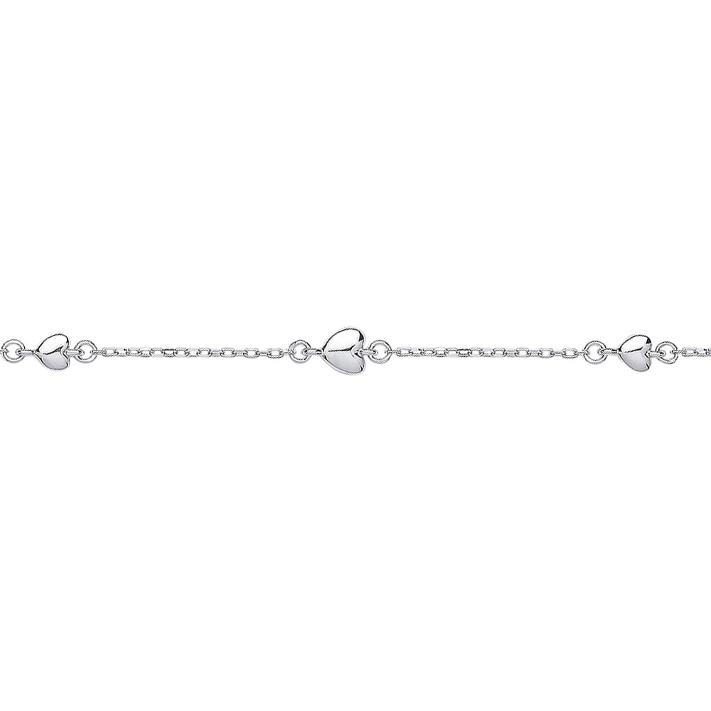 Silver  Love Heart Per Inch Charm Bracelet 5mm 6.5 inch - GVB445