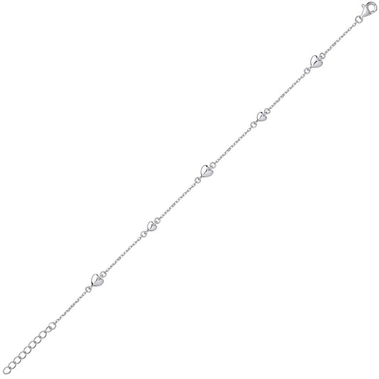 Silver  Love Heart Per Inch Charm Bracelet 5mm 6.5 inch - GVB445