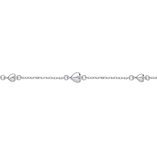 Silver  Love Heart Per Inch Charm Bracelet 5mm 6.5 inch - GVB445