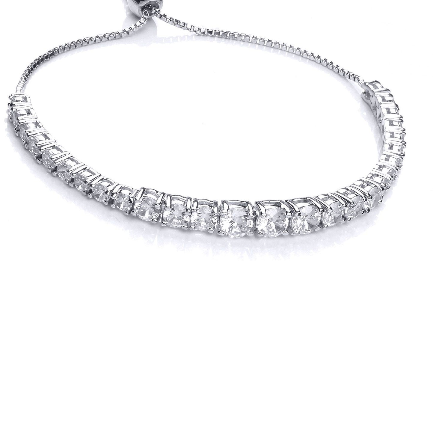 Silver  CZ Graduated Line Tennis Adjustable Slider Bracelet 6mm - GVB446