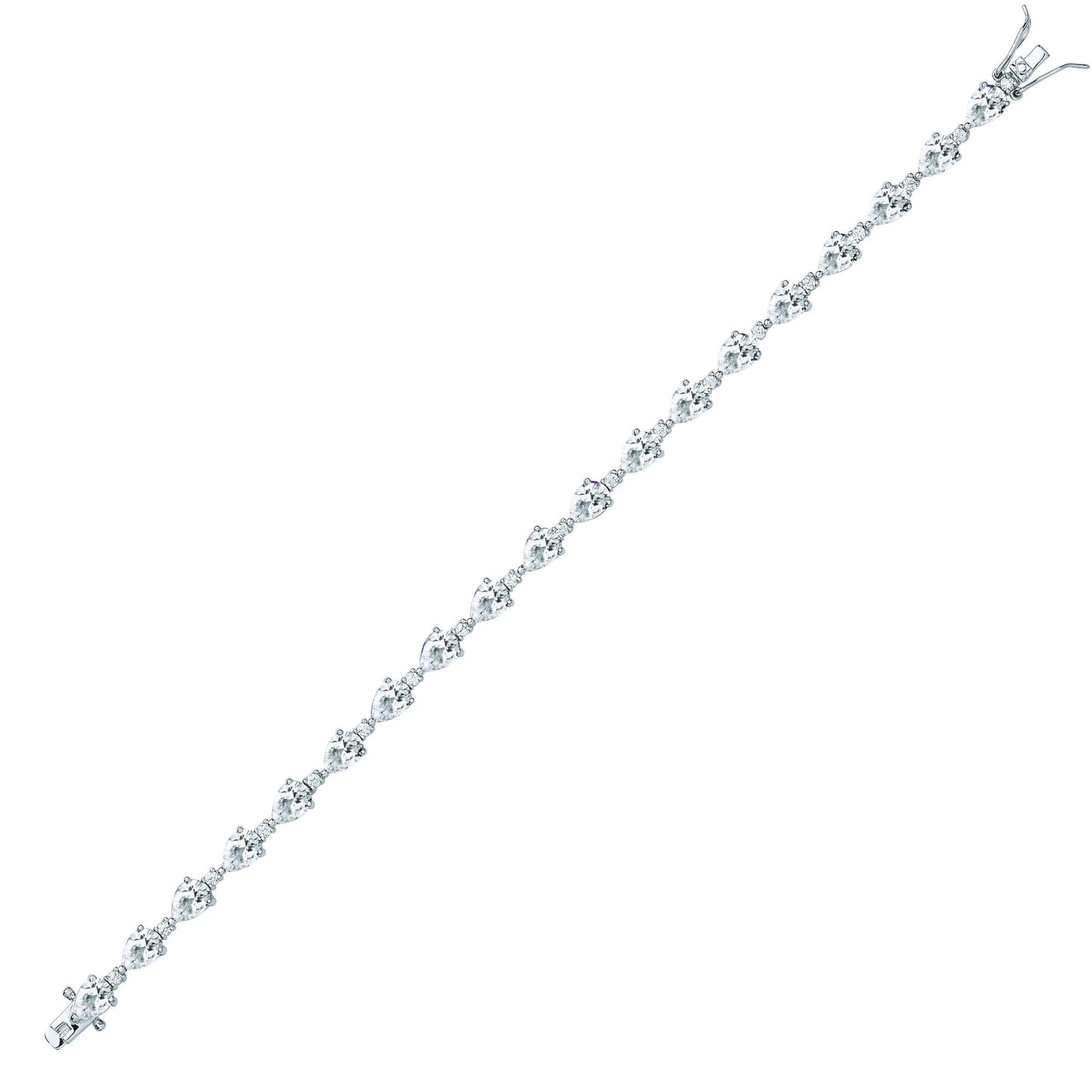 925 Silver  Pear CZ Teardrop Raindrop Tennis Bracelet 5mm 7.5 inch - GVB447WH
