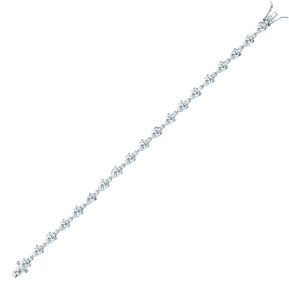 925 Silver  Pear CZ Teardrop Raindrop Tennis Bracelet 5mm 7.5 inch - GVB447WH