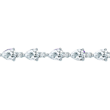 925 Silver  Pear CZ Teardrop Raindrop Tennis Bracelet 5mm 7.5 inch - GVB447WH
