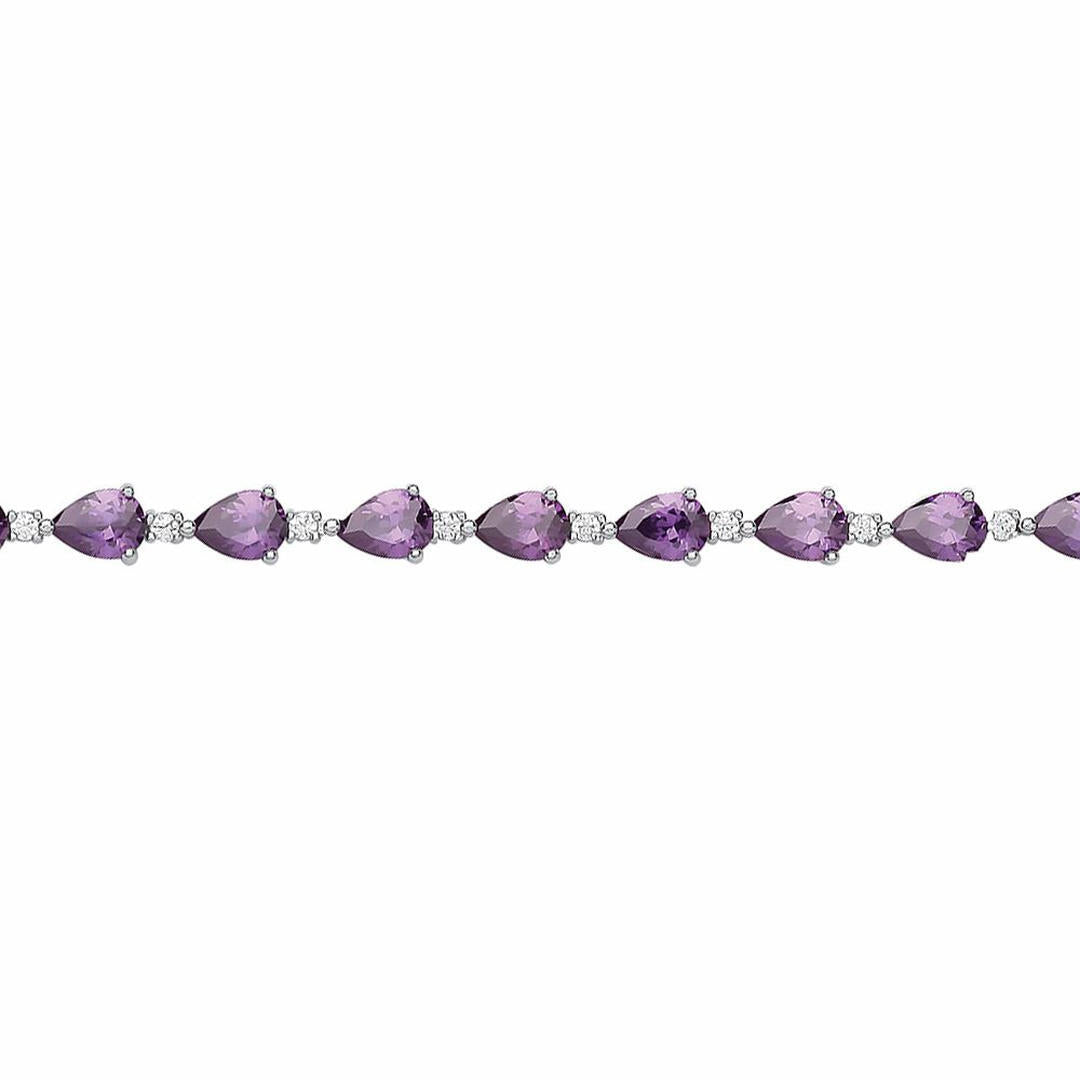 Silver  Purple Pear CZ Majestic Rain Drop Tennis Bracelet 5mm - GVB447