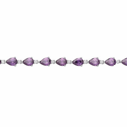 Silver  Purple Pear CZ Majestic Rain Drop Tennis Bracelet 5mm - GVB447