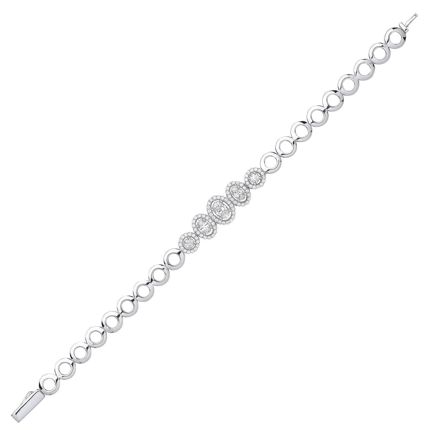 Silver  Oval CZ Graduating Bubbly Tennis Bracelet 10mm - GVB451