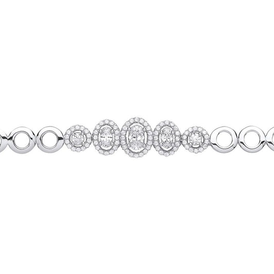 Silver Oval CZ Graduating Bubbly Tennis Bracelet 10mm - GVB451