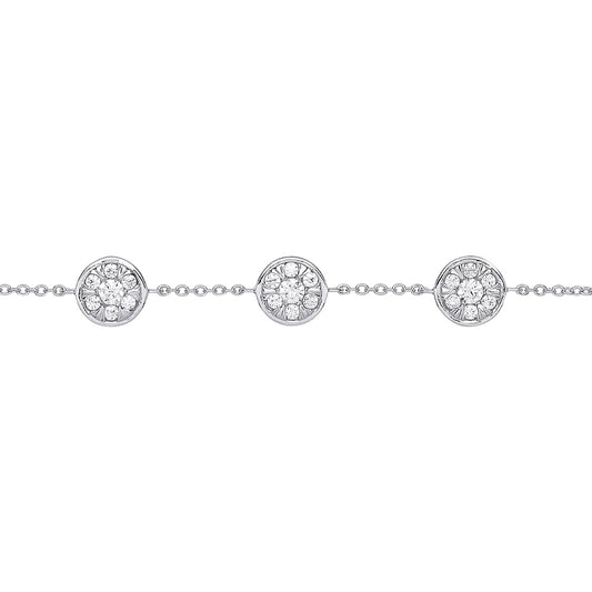 Silver  CZ Pineapple Slice Cluster Bead Bracelet 9mm - GVB452